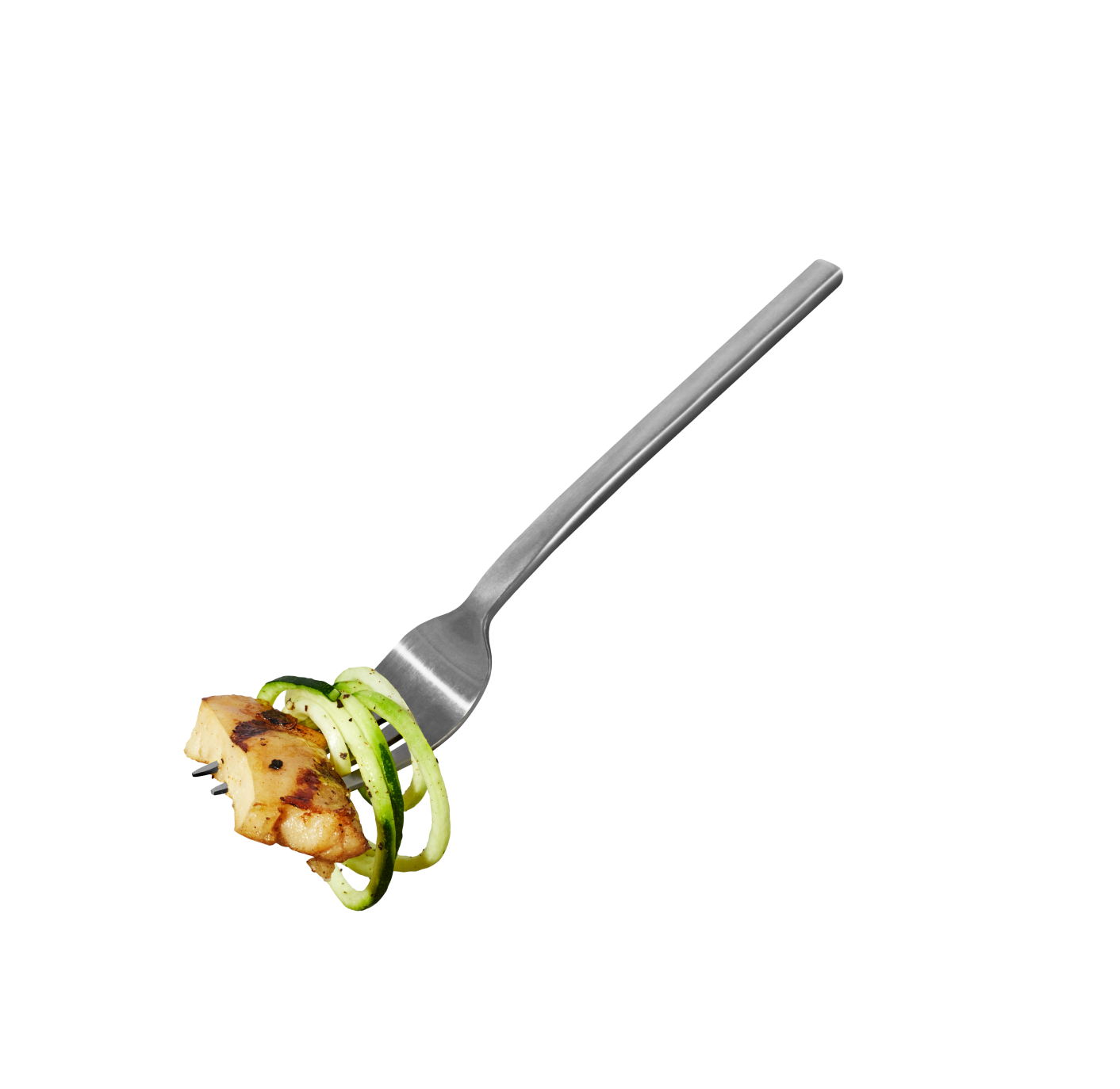 fork with piece of chicken on it